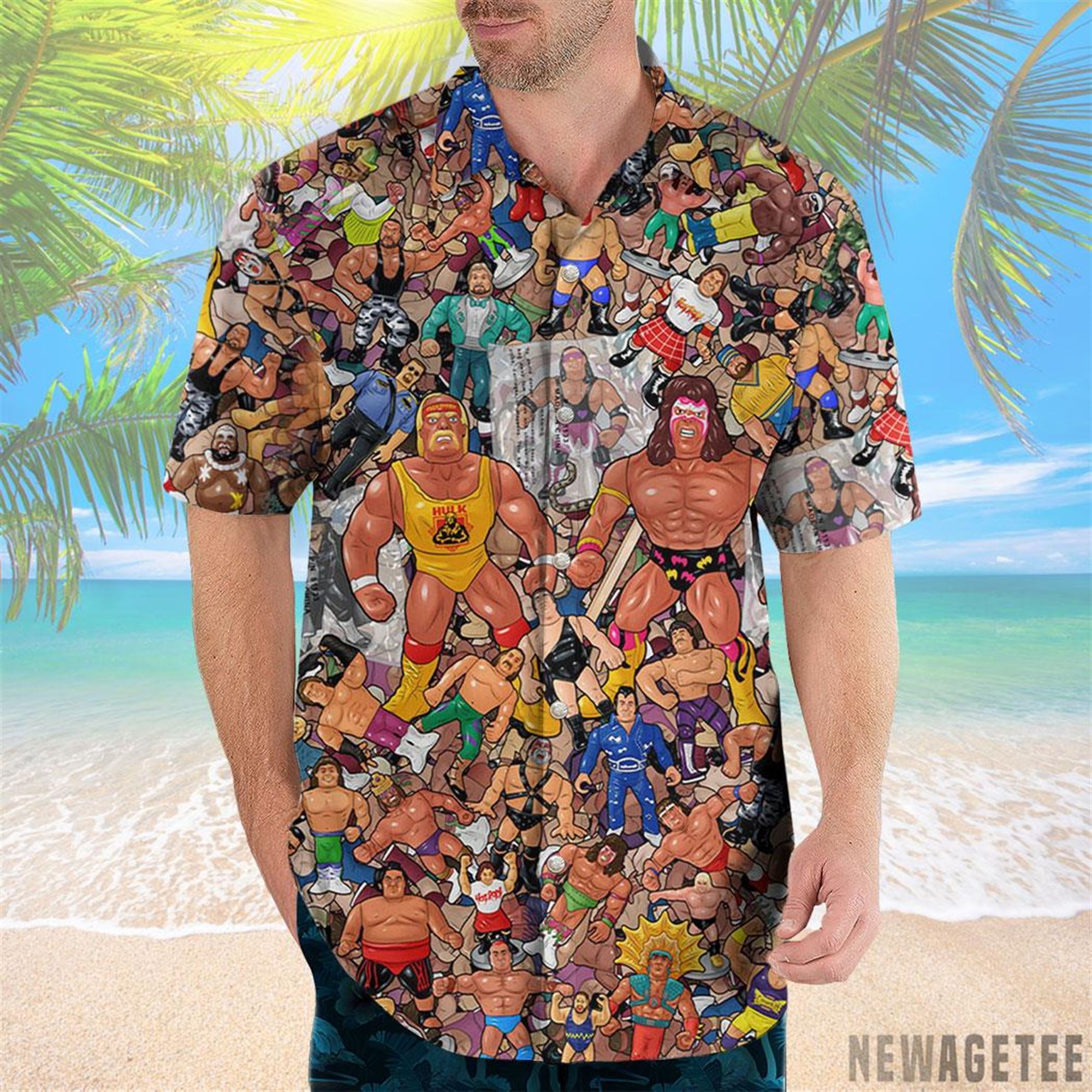 Wrestling Wwe Wrestlers Collage Art Hawaiian Shirt