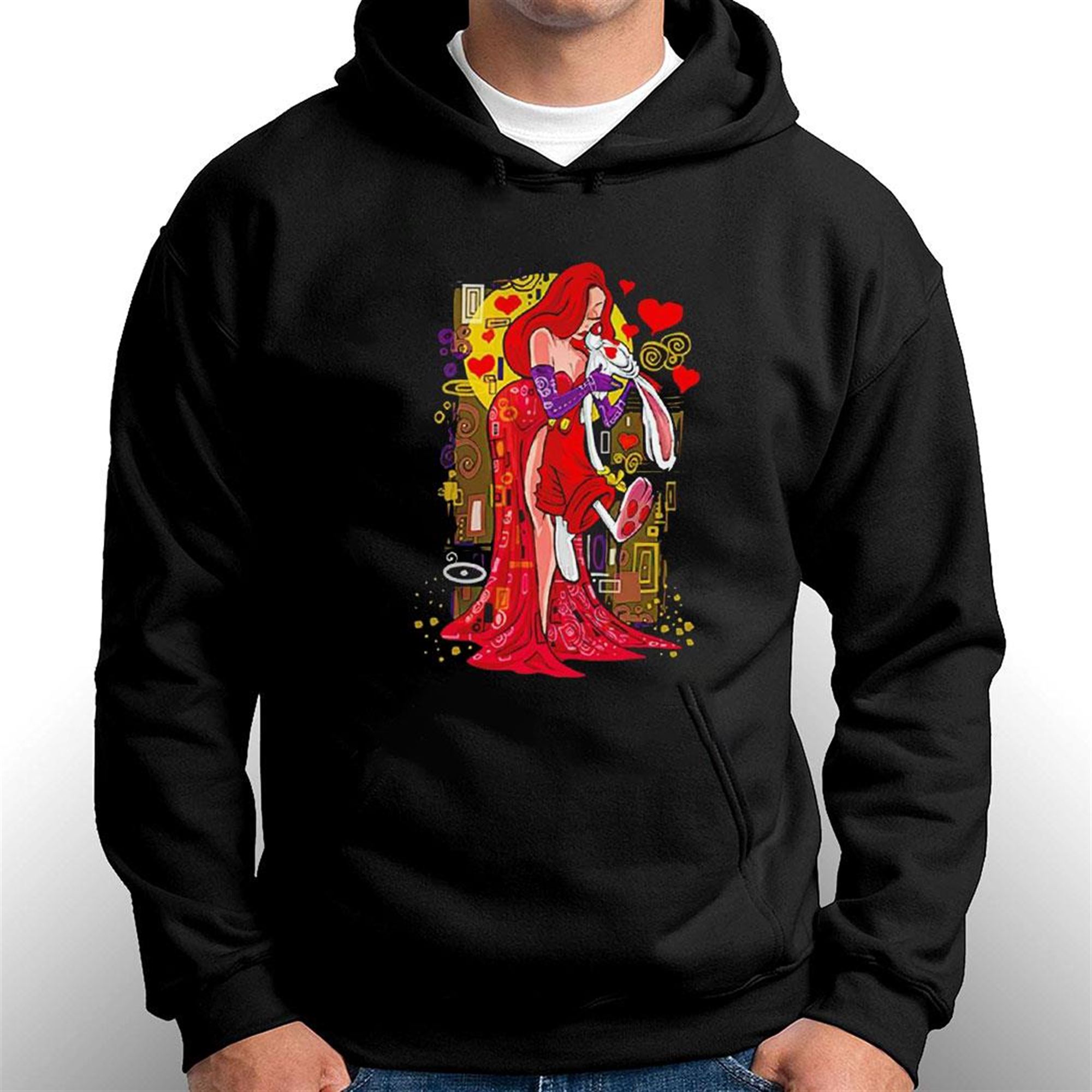 Jessica Rabbit And Roger Rabbit Gustav Klimts The Kiss Animated Kiss Cartoon T-shirt Hoodie