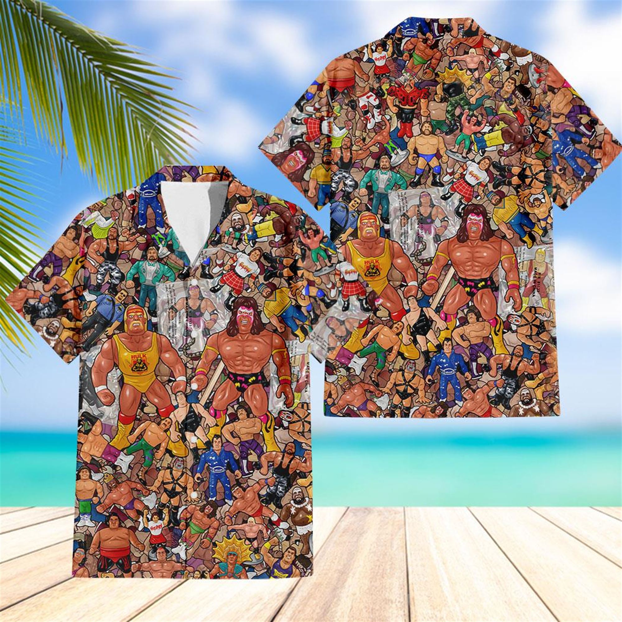 Wrestling Wwe Wrestlers Collage Art Hawaiian Shirt