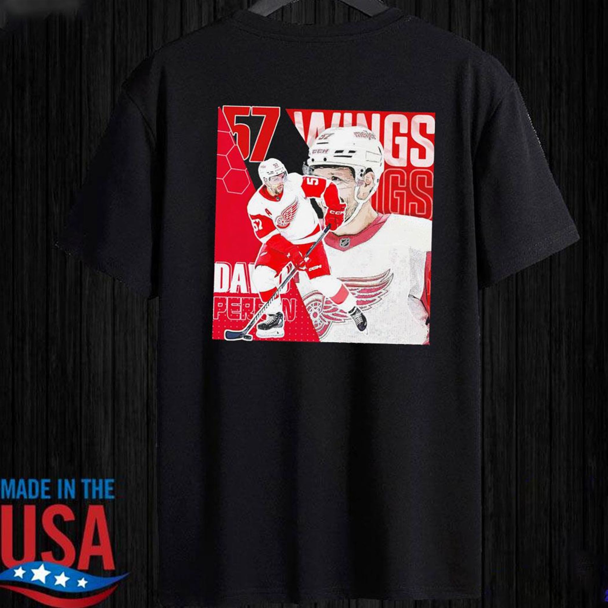 David Perron 57 Detroit Red Wings Ice Hockey Poster 2023 T-shirt Hoodie