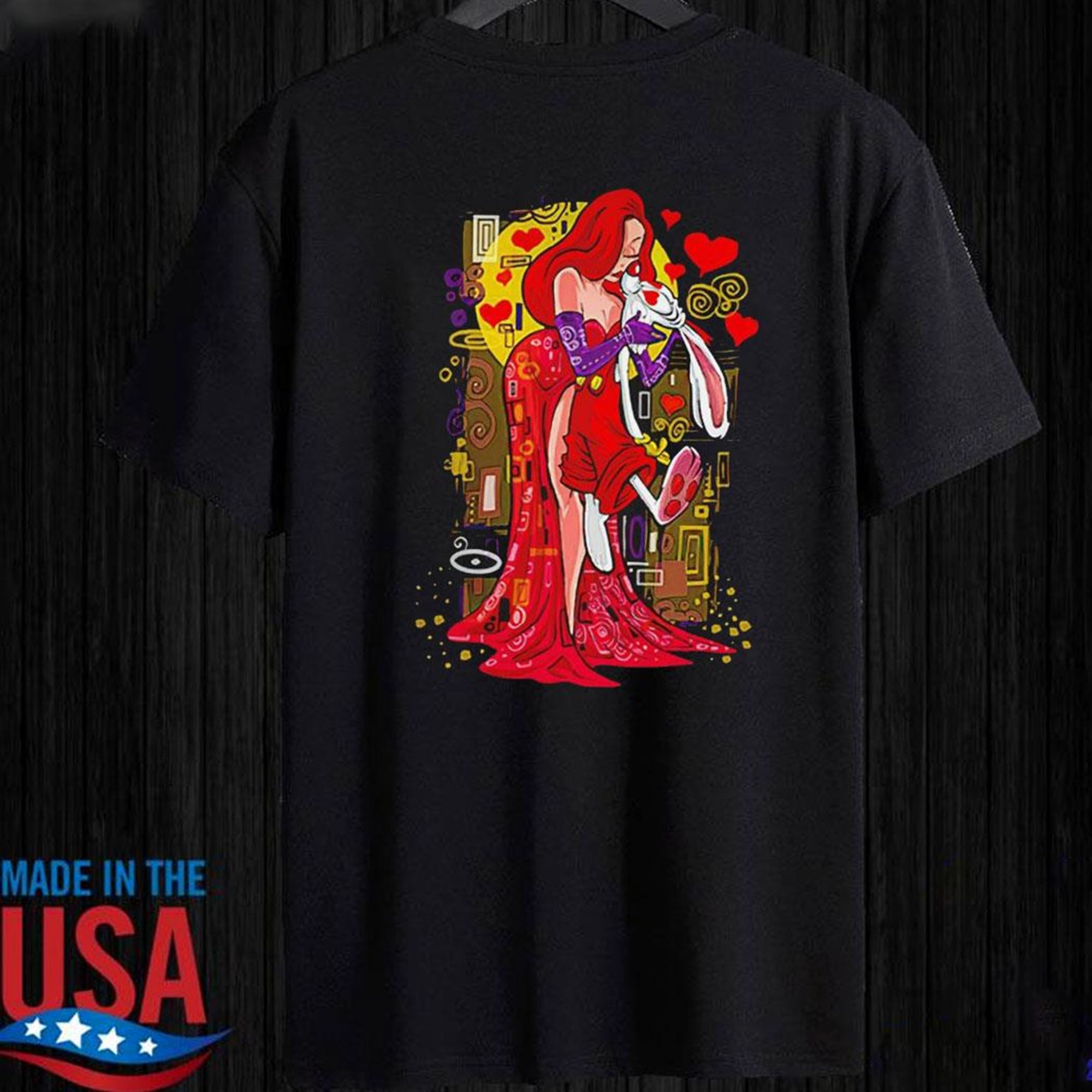 Jessica Rabbit And Roger Rabbit Gustav Klimts The Kiss Animated Kiss Cartoon T-shirt Hoodie