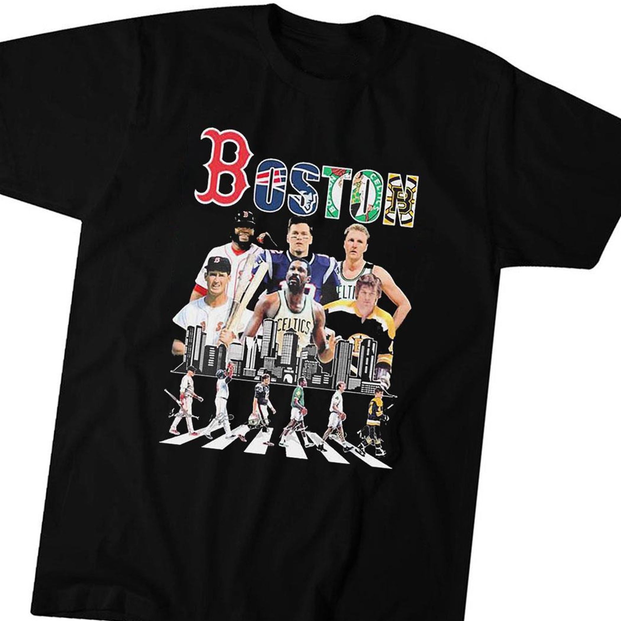 Boston Sports Abbey Road Teams Players Signatures T-shirt Hoodie