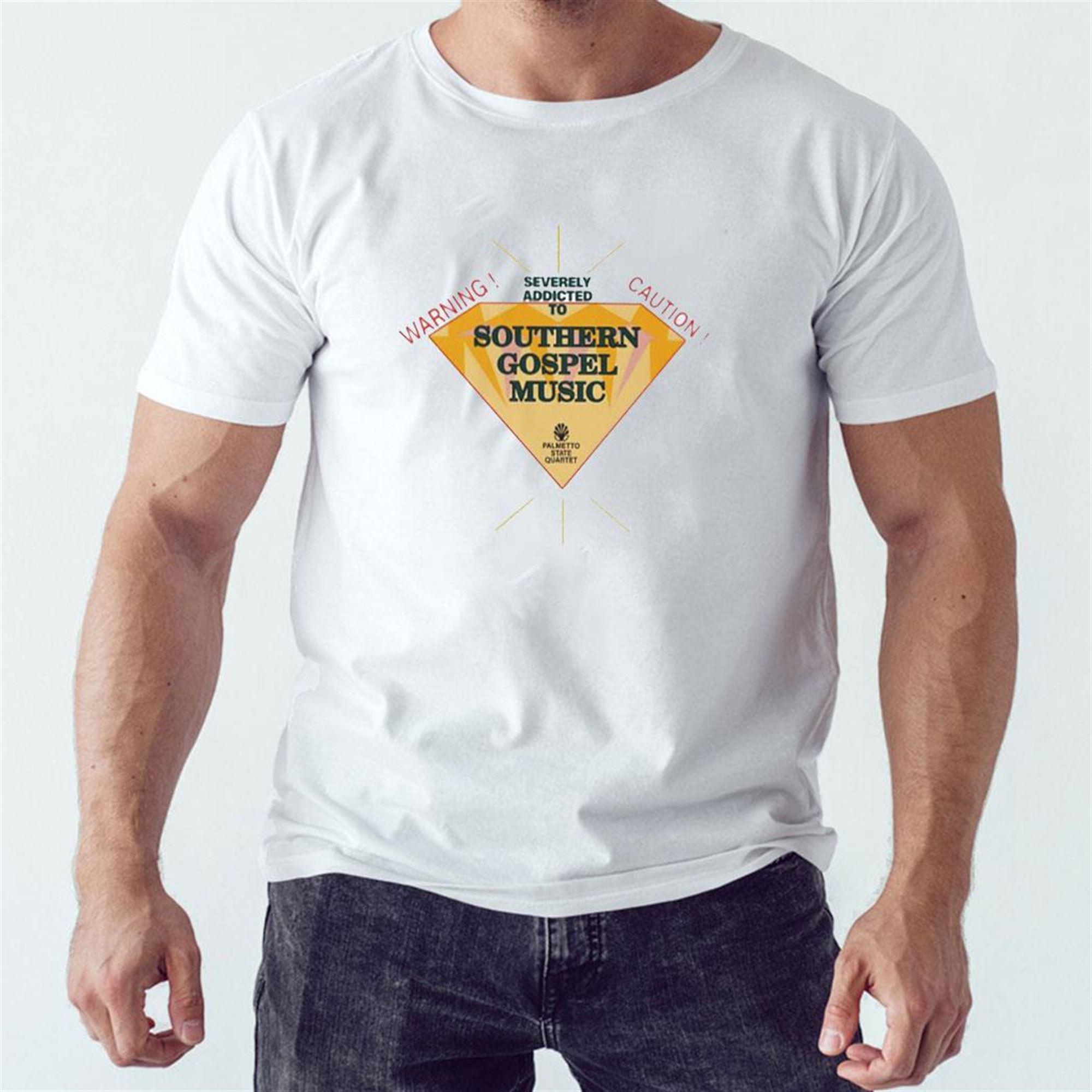 Official Warning Severely Addicted To Caution Southern Gospel Music Diamond Logo T-shirt