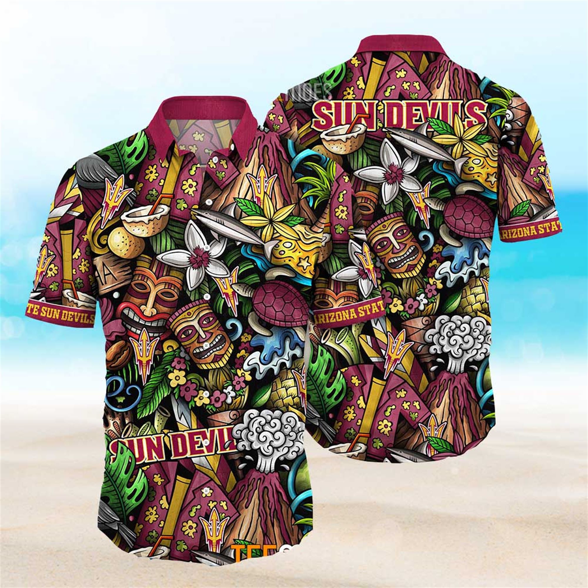 Arizona State Sun Devils Ncaa Mens Floral Special Design Hawaiian Shirt