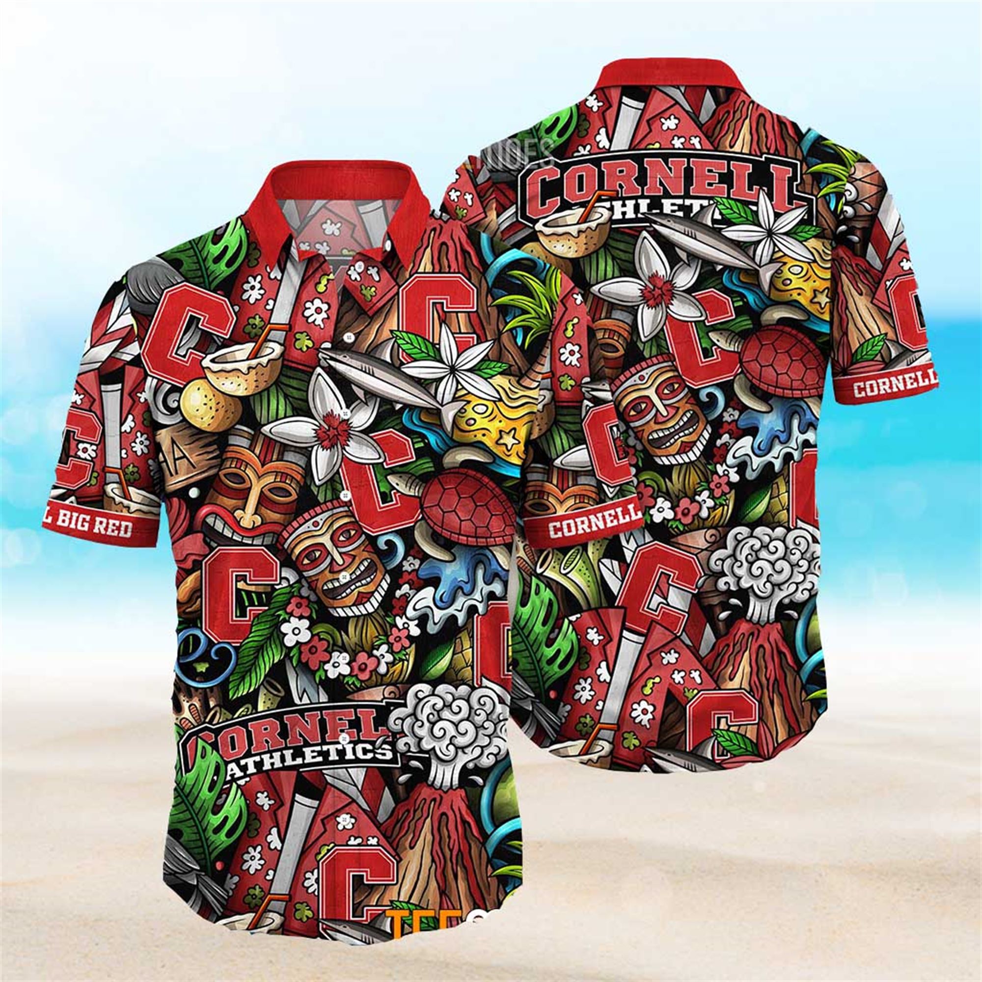 Cornell Big Red Ncaa Mens Floral Special Design Hawaiian Shirt