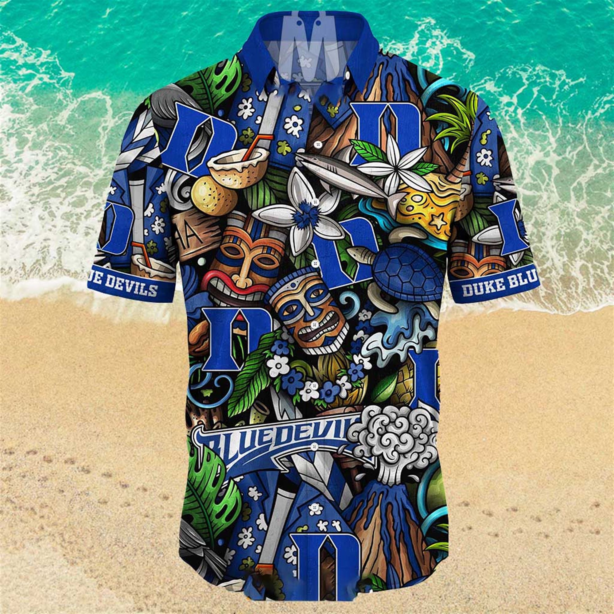 Duke Blue Devils Ncaa Mens Floral Special Design Hawaiian Shirt