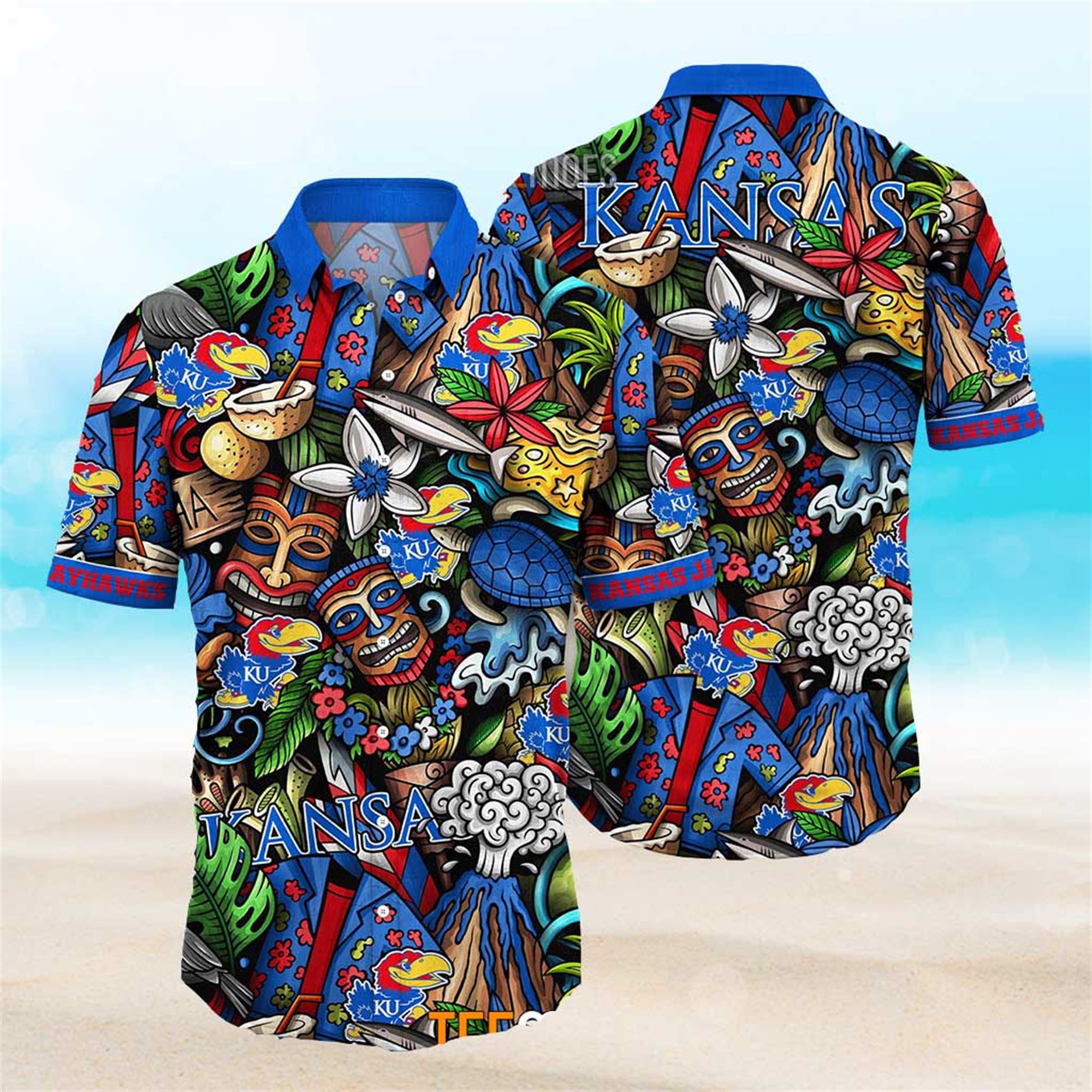 Kansas Jayhawks Ncaa Mens Floral Special Design Hawaiian Shirt