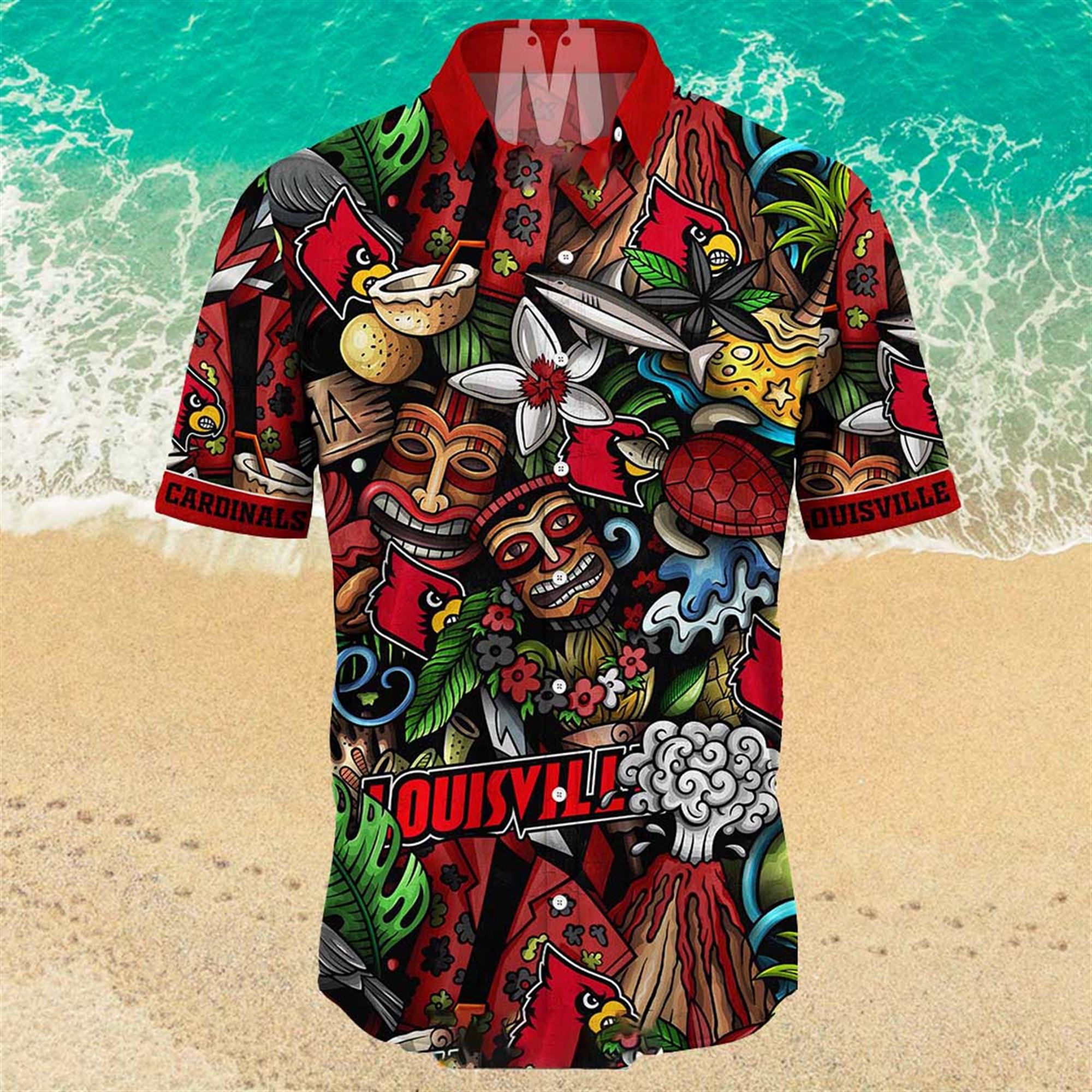 Louisville Cardinals Ncaa Mens Floral Special Design Hawaiian Shirt