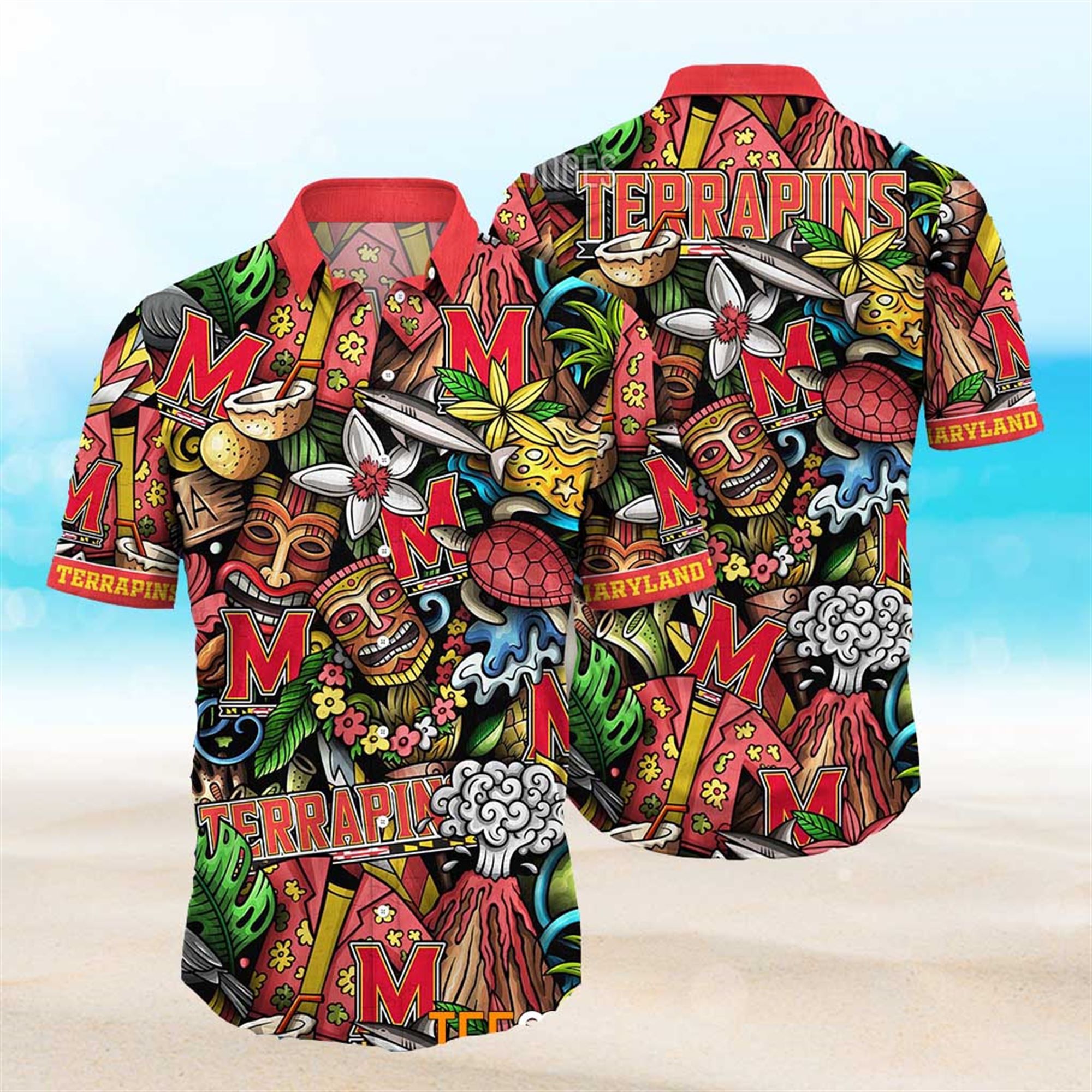 Maryland Terrapins Ncaa Mens Floral Special Design Hawaiian Shirt