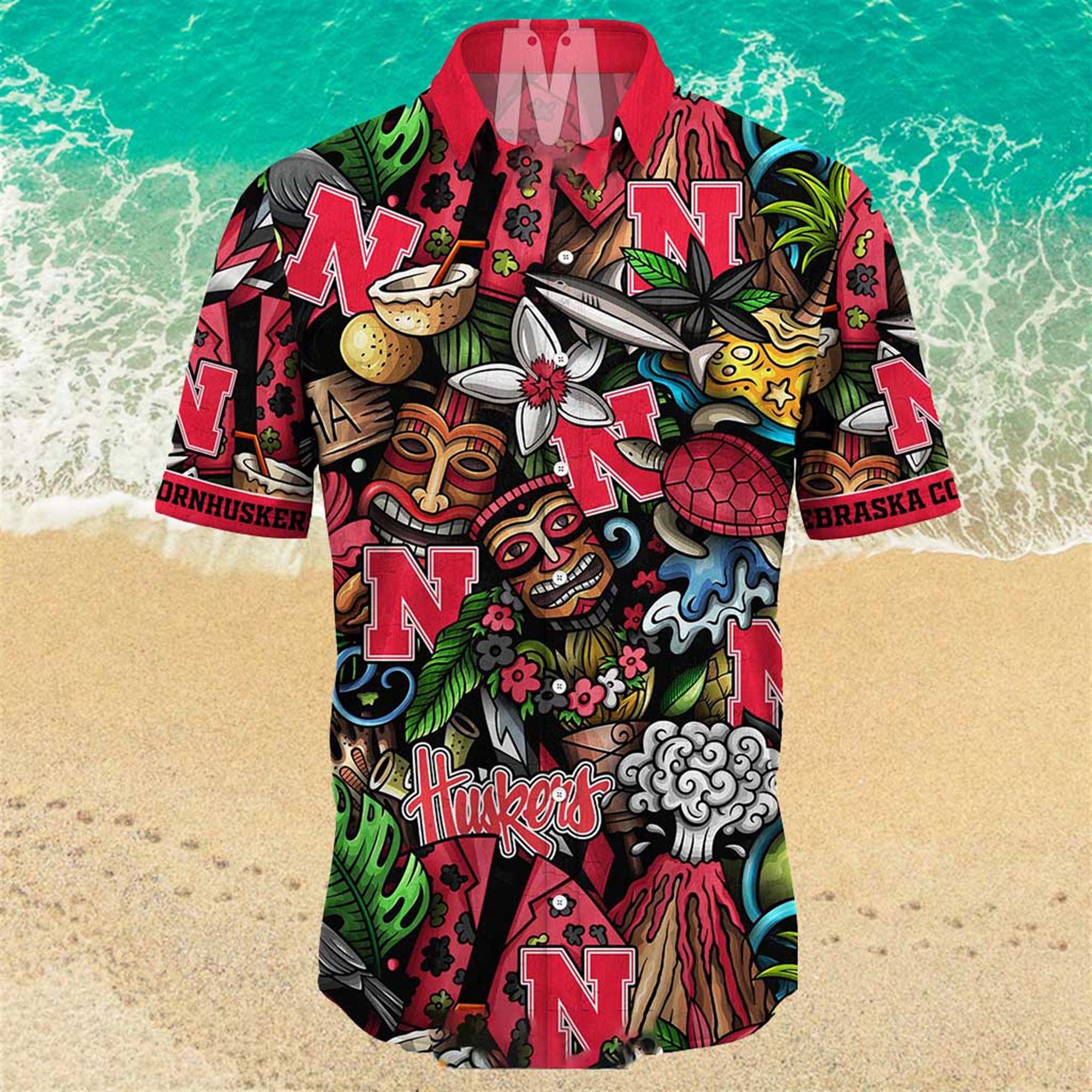 Nebraska Cornhuskers Ncaa Mens Floral Special Design Hawaiian Shirt