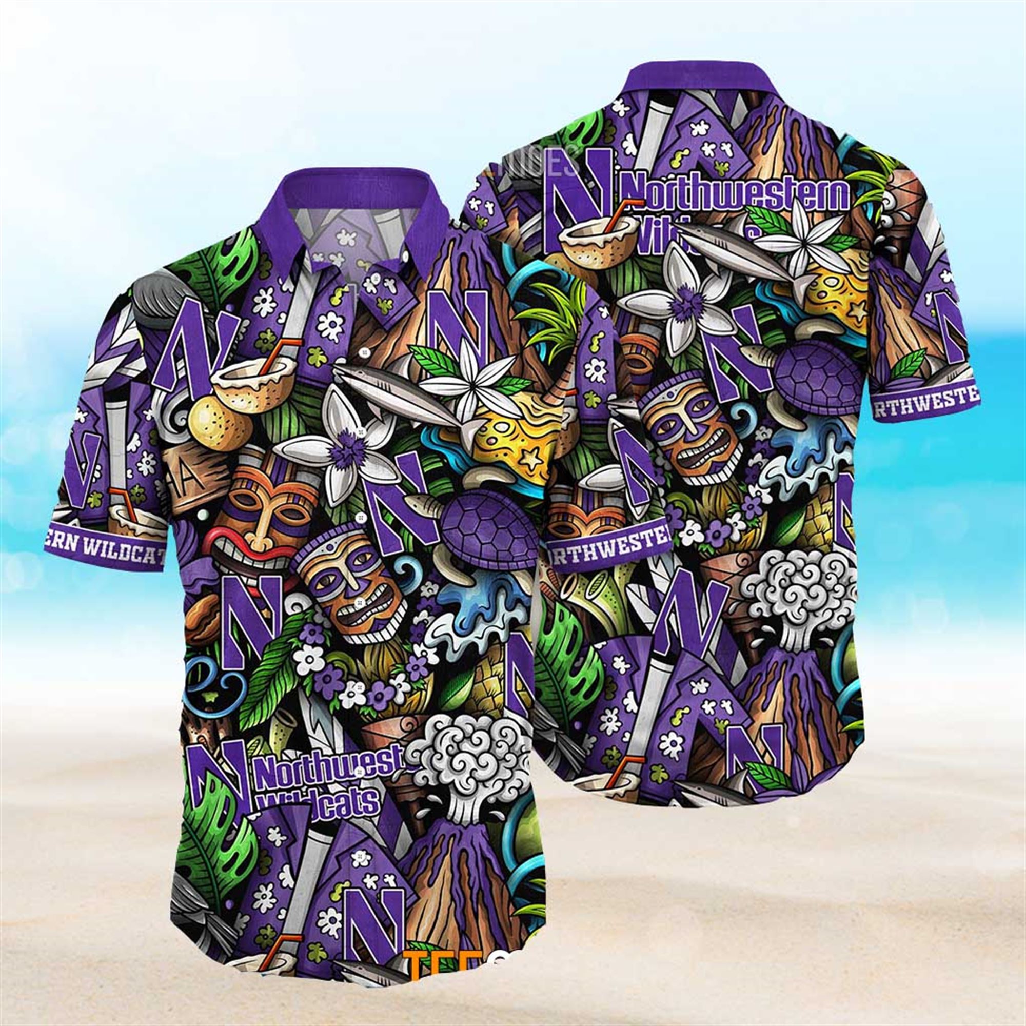 Northwestern Wildcats Ncaa Mens Floral Special Design Hawaiian Shirt
