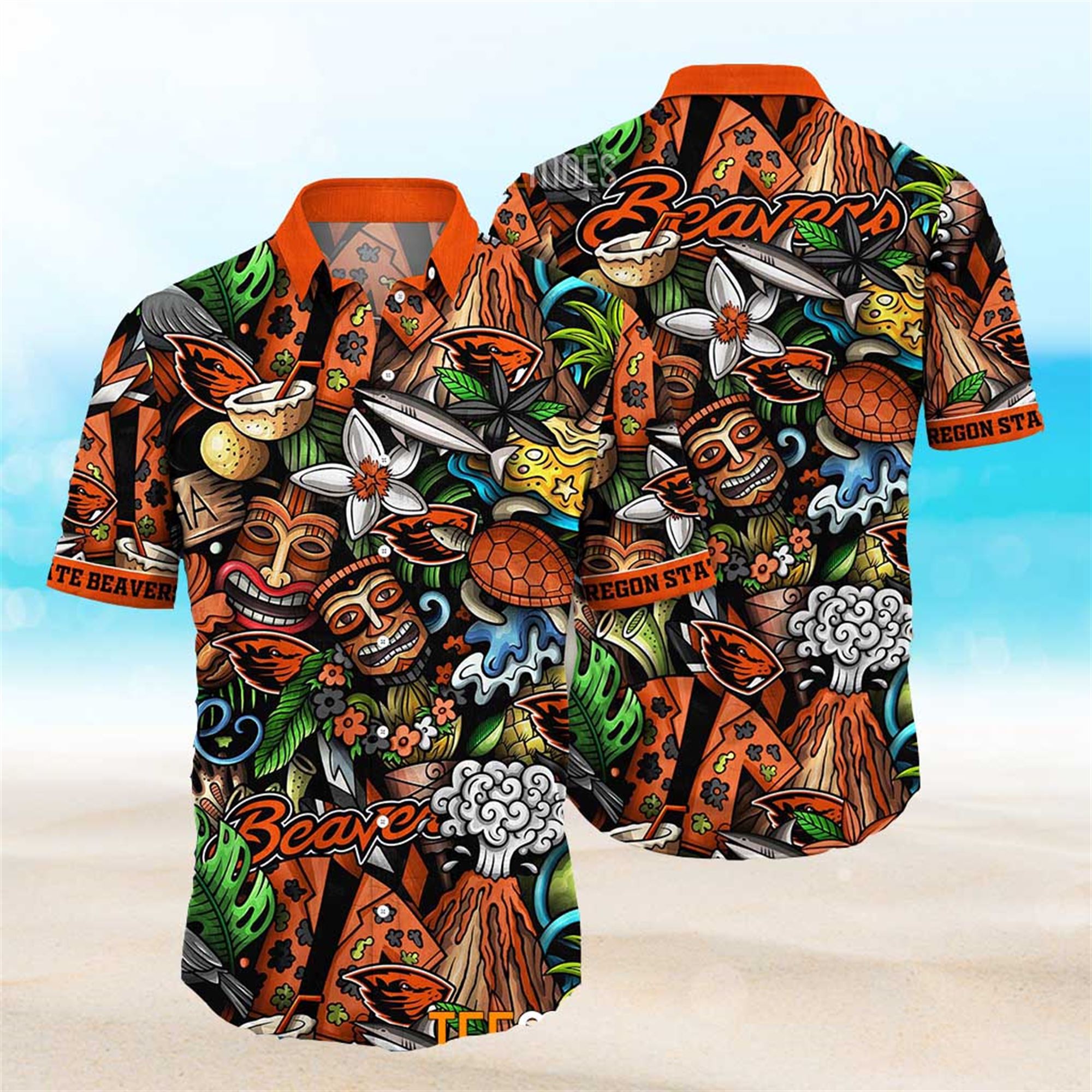 NEW Oregon State Beavers Ncaa Mens Floral Button Up Hawaiian Shirt