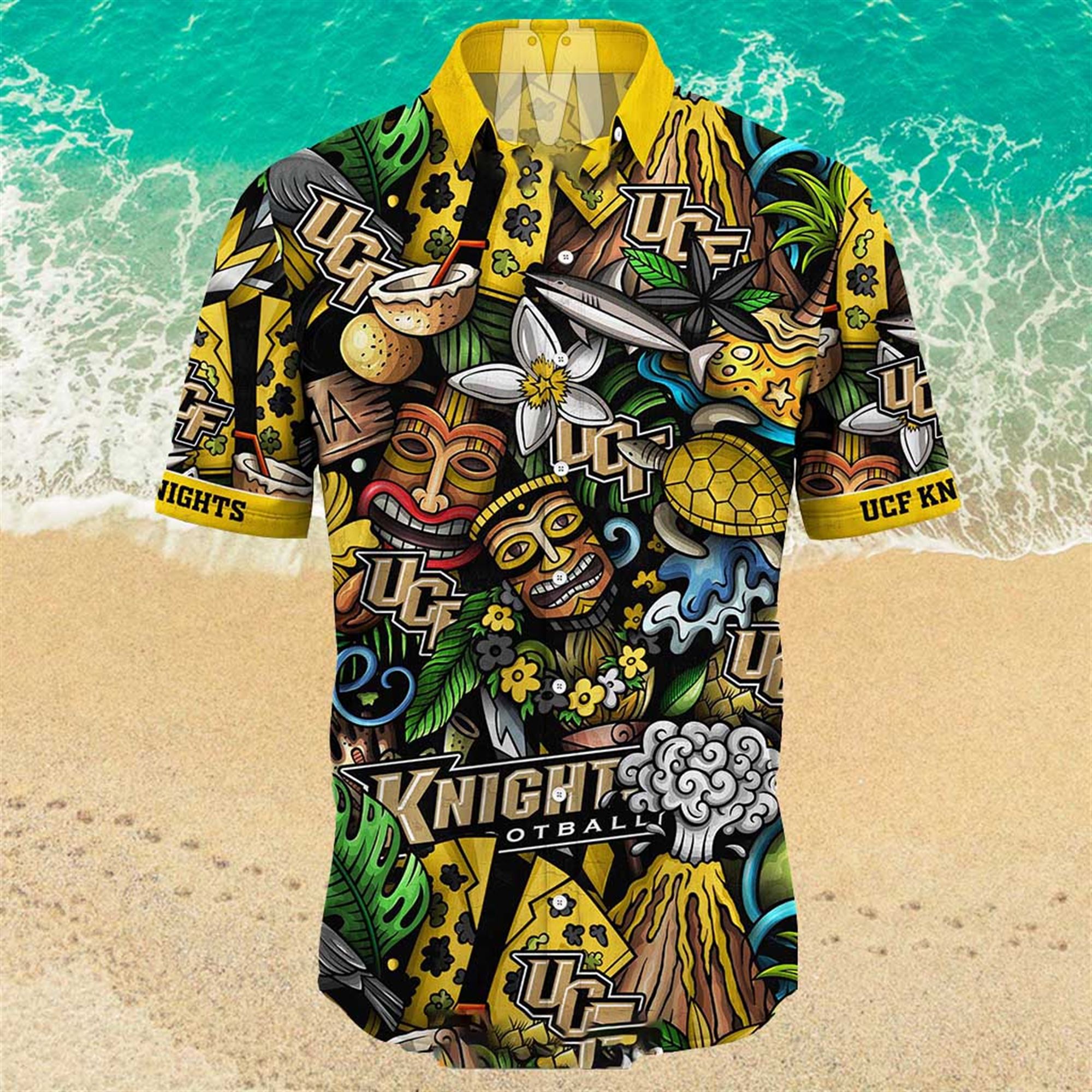 NEW Ucf Knights Ncaa Mens Floral Button Up Hawaiian Shirt
