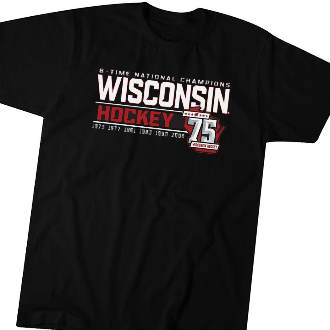 Wisconsin Badgers Blue 84 Men’s Hockey 75th Season Six-time National Champions T-shirt