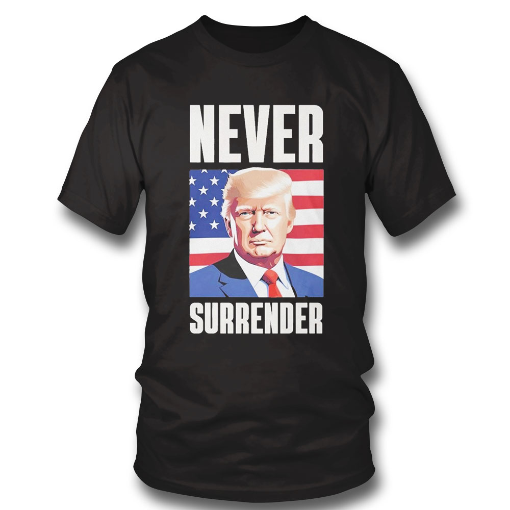 Official Trump Mugshot Never Surrender American Flag T-shirt