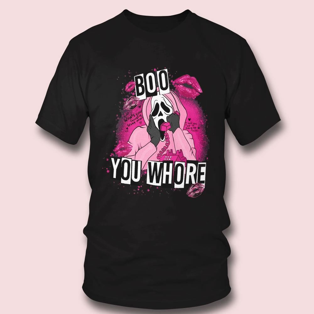 Boo You Whore Ghost Face Mean Halloween Horror Tee