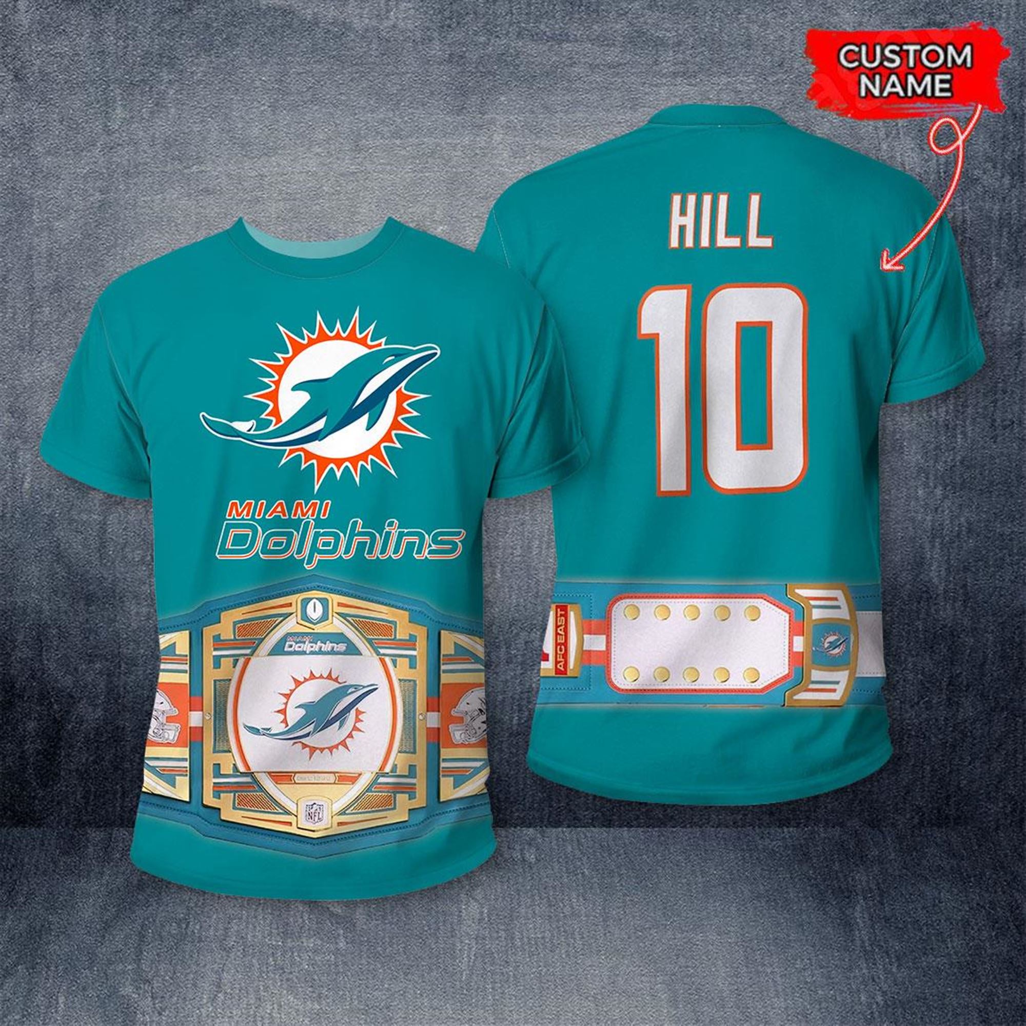 Custom Miami Dolphins Wwe Legacy Title Belt Shirt
