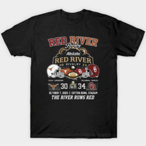 1 Allstate 2023 Red River Rivalry Oklahoma Sooners The River Runs Red 34 October 7 Shirt