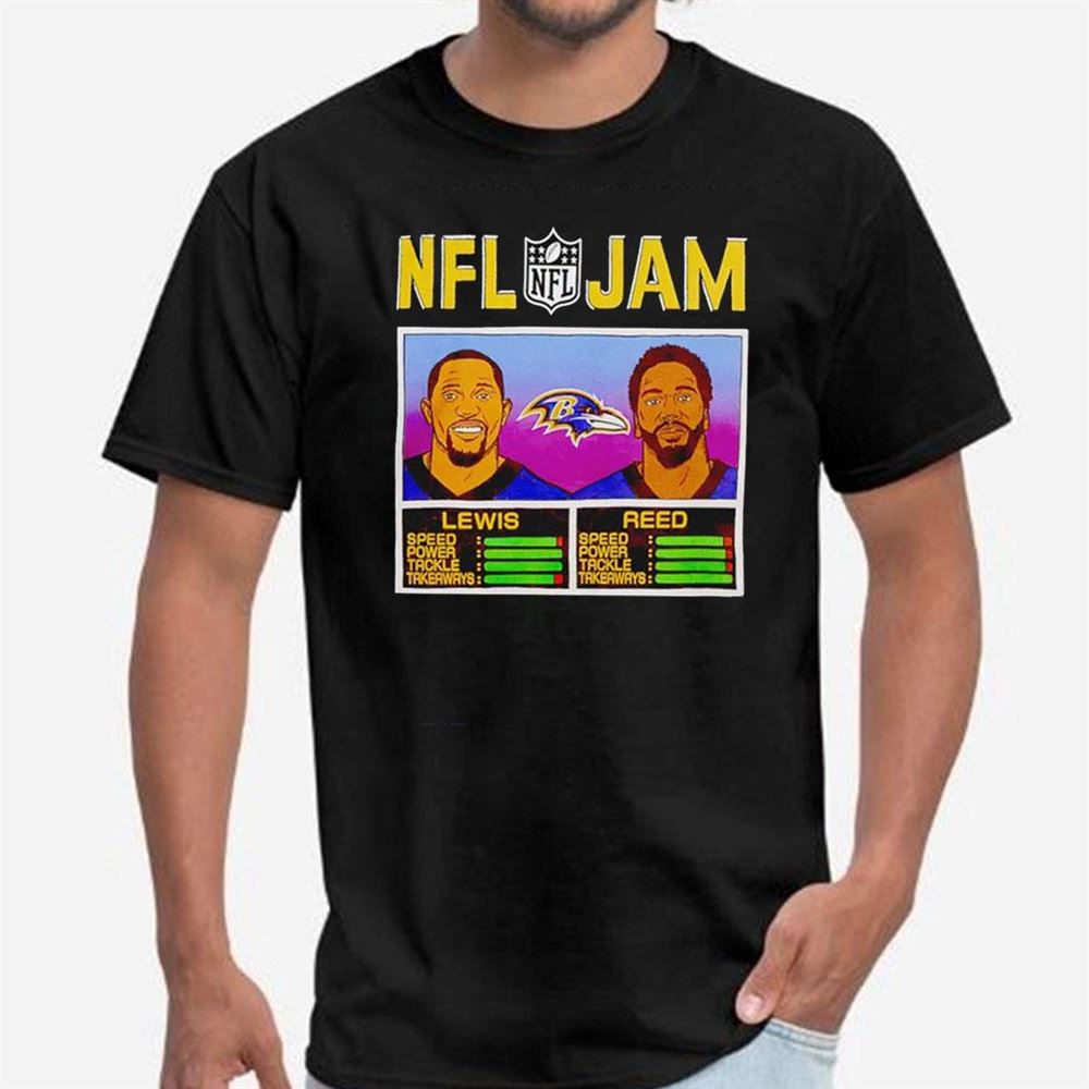 Nfl Jam Baltimore Ravens Ray Lewis Amd Ed Reed Shirt Ladies Tee