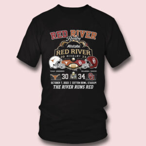 4 Allstate 2023 Red River Rivalry Oklahoma Sooners The River Runs Red 34 October 7 Shirt