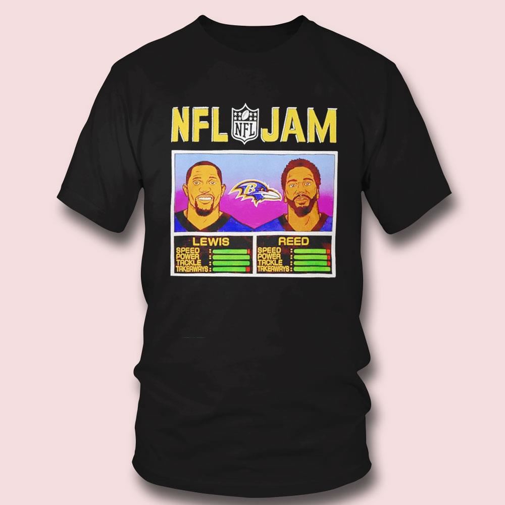 Nfl Jam Baltimore Ravens Ray Lewis Amd Ed Reed Shirt Ladies Tee