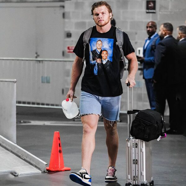 Hutch rocking the Goff and Amon-Ra step brothers Detroit Lions shirt