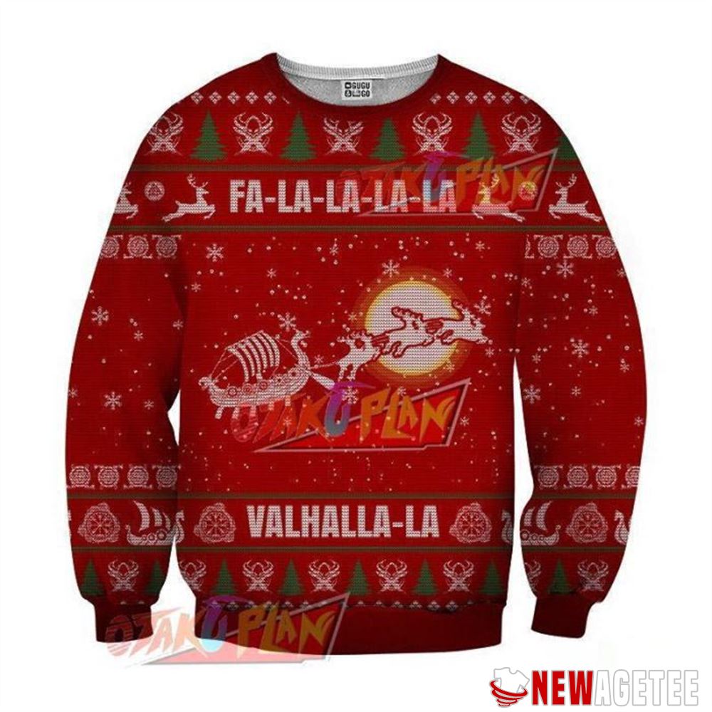 Fa La La La Vikings Red Christmas Ugly Sweater