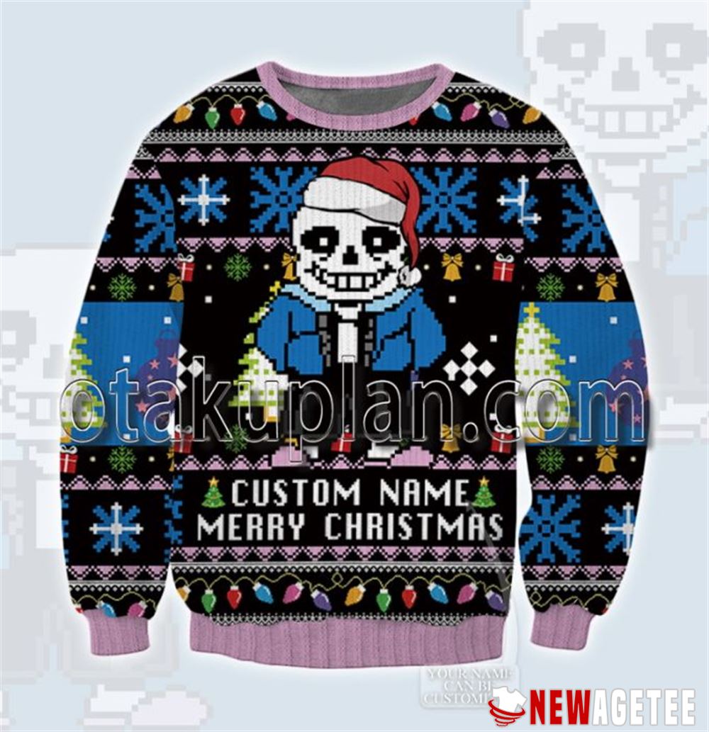 Undertale Sans Custom Name Christmas Ugly Sweater