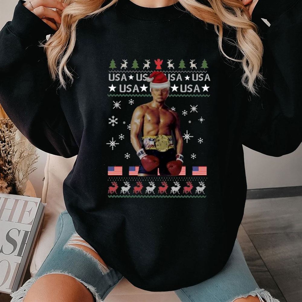 Funny Boxer Trump Rocky Ugly Christmas Shirt