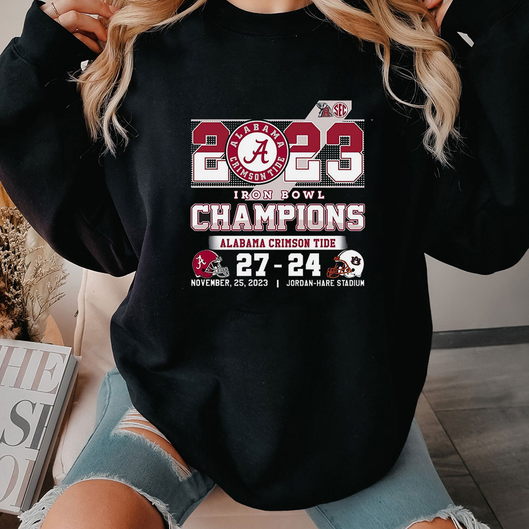 Iron Bowl Champions 2023 Alabama Crimson Tide 27 – 24 Auburn Tigers November 25 2023 Jordan-hare Stadium T-shirt