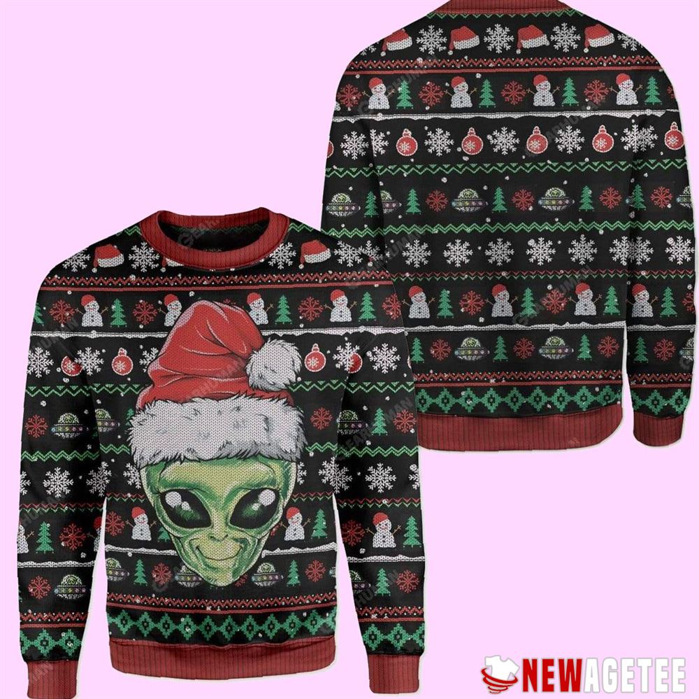 Alien Santa Hat Ugly Christmas Sweater