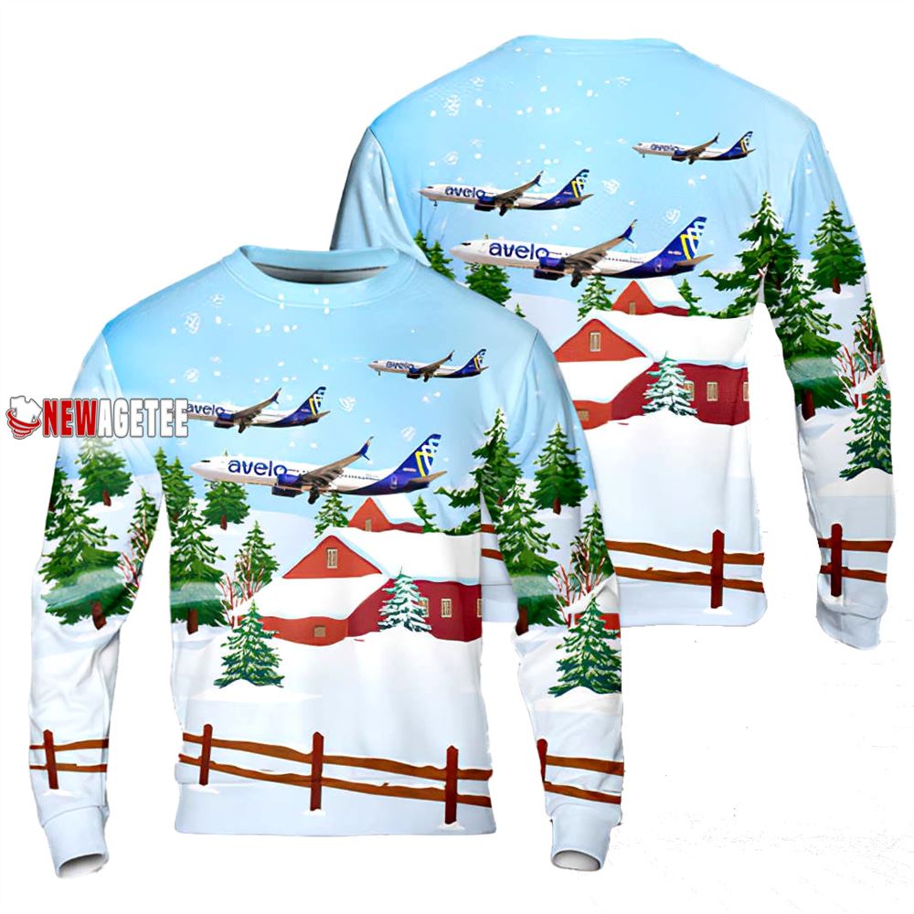 Avelo Airlines Boeing 737-8f2 Christmas Sweater
