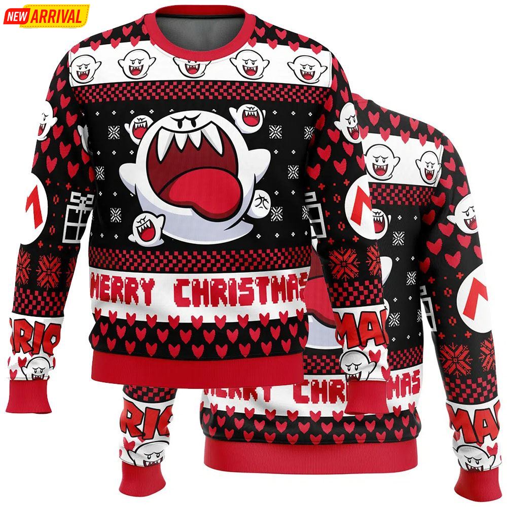 Boo Super Mario Bros Merry Christmas Ugly Sweater