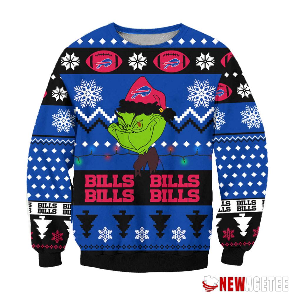 Buffalo Bills Grinch Cunningly Smile Nfl Ugly Christmas Sweater