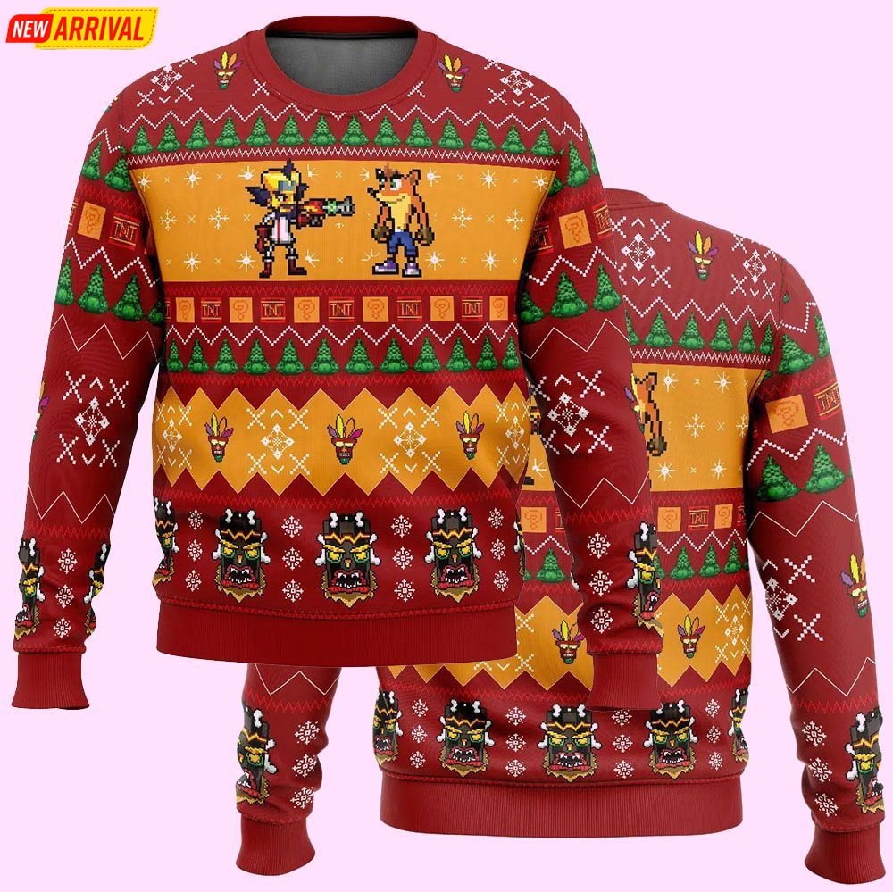 Crash And Doc Neo Crash Bandicoot Christmas Ugly Sweater