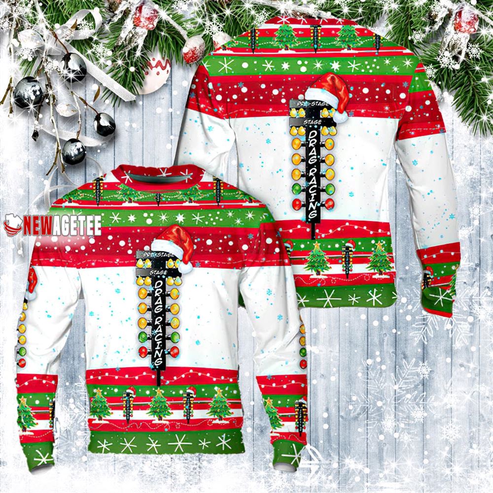 Drag Racing Christmas Tree Aop Ugly Sweater