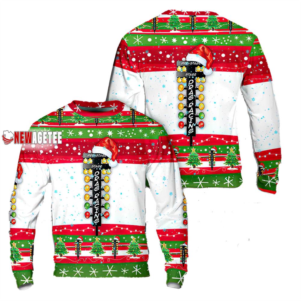 Drag Racing Christmas Tree Aop Ugly Sweater