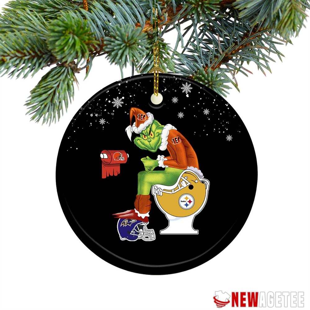 Grinch Santa Dallas Cowboys Toilet Christmas Ornament