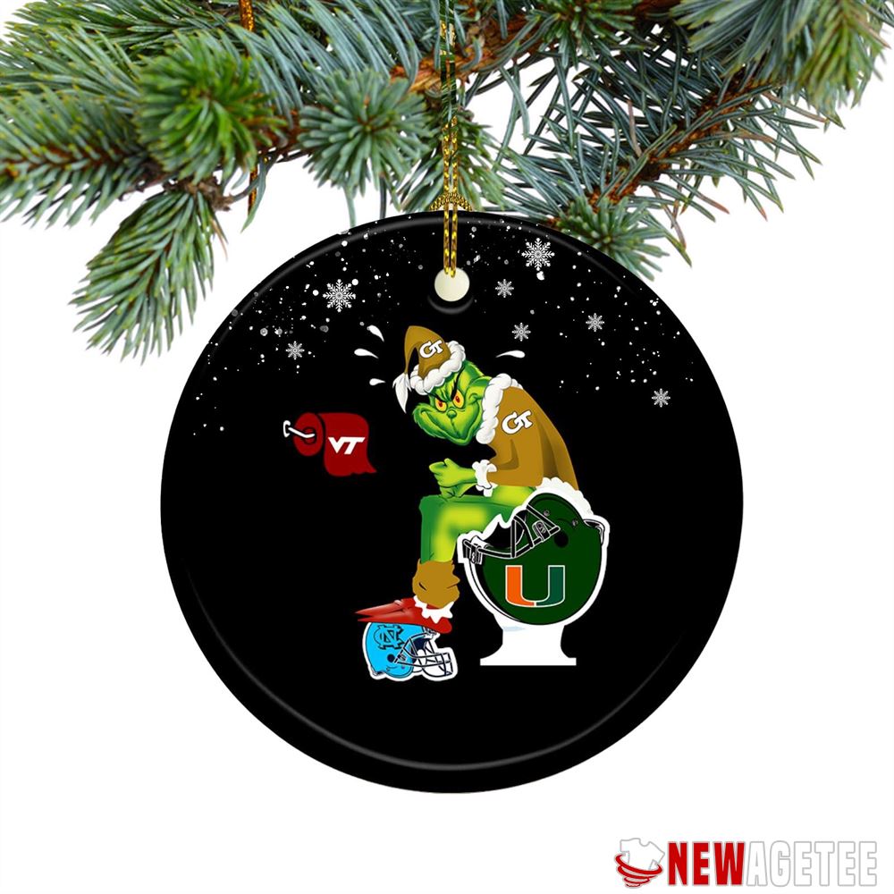 Grinch Santa Green Bay Packers Sitting On Toilet Chicago Bears Christmas Ornament