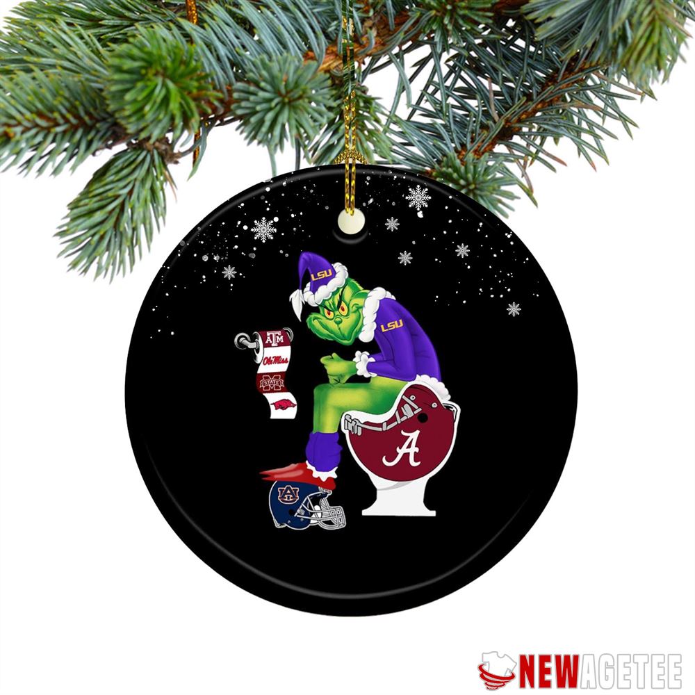 Grinch Santa New Orleans Saints Atlanta Falcons Toilet Christmas Ornament