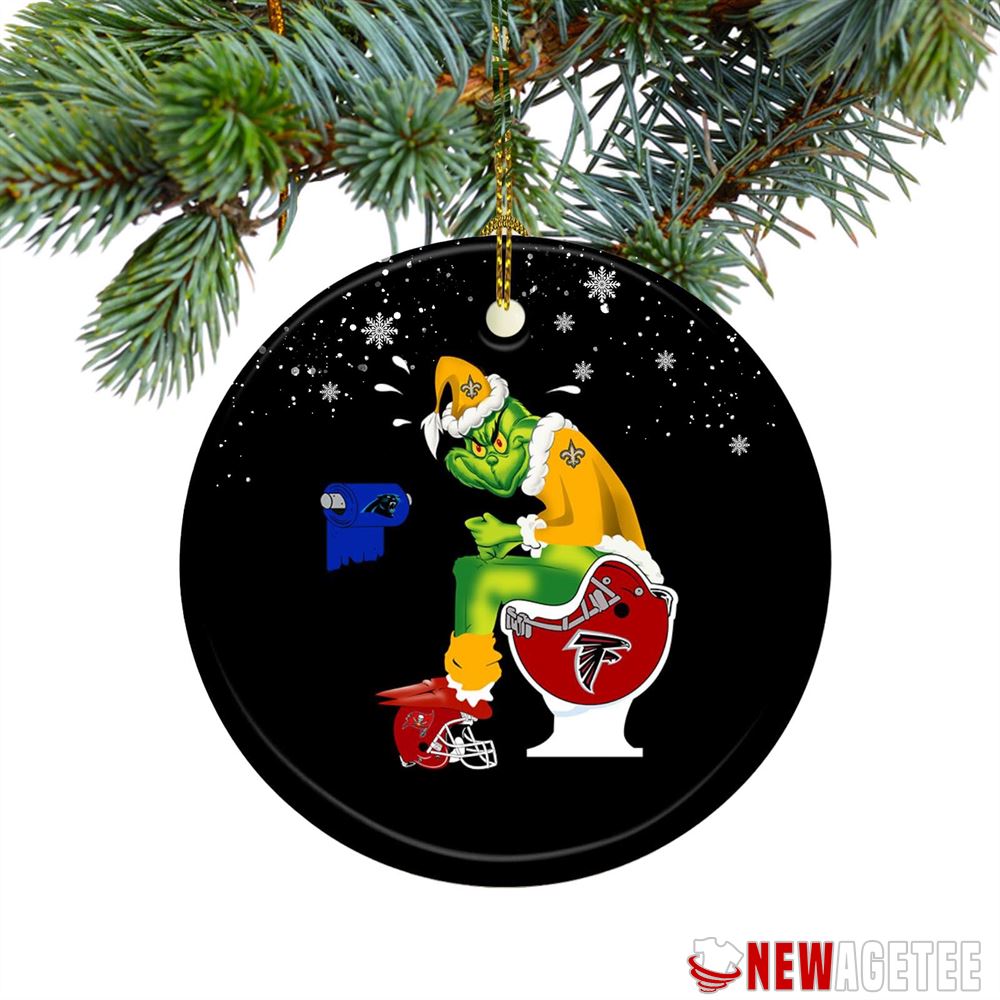 Grinch Santa New Orleans Saints Toilet Christmas Ornament