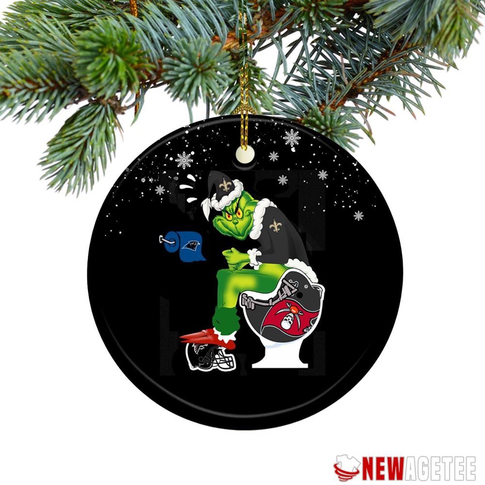 Grinch Santa New York Giants Toilet Christmas Ornament