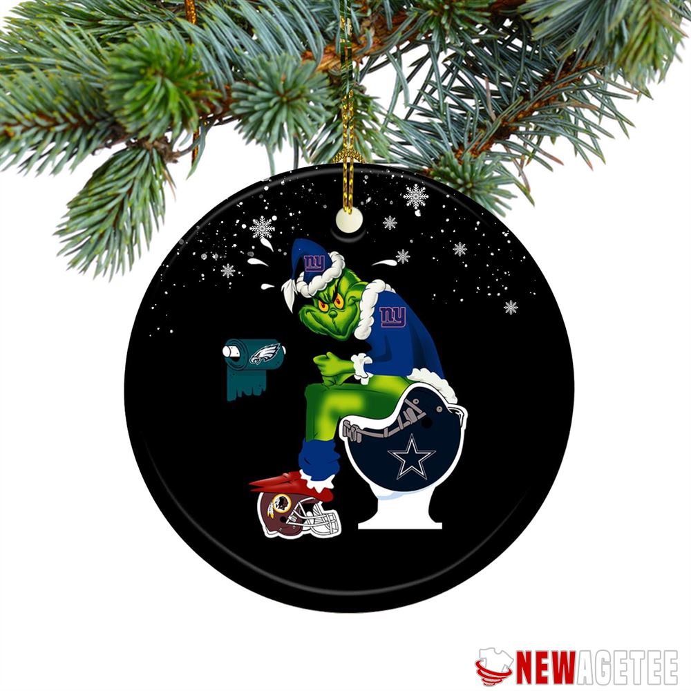 Grinch Santa New York Yankees Peeing On Boston Red Sox Toilet Christmas Ornament