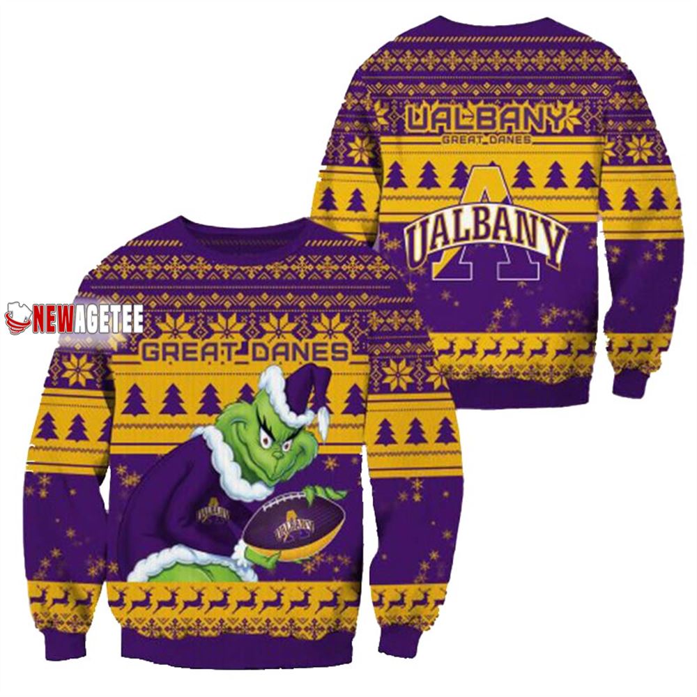 Grinch Stole Albany Great Danes Ncaa Christmas Ugly Sweater