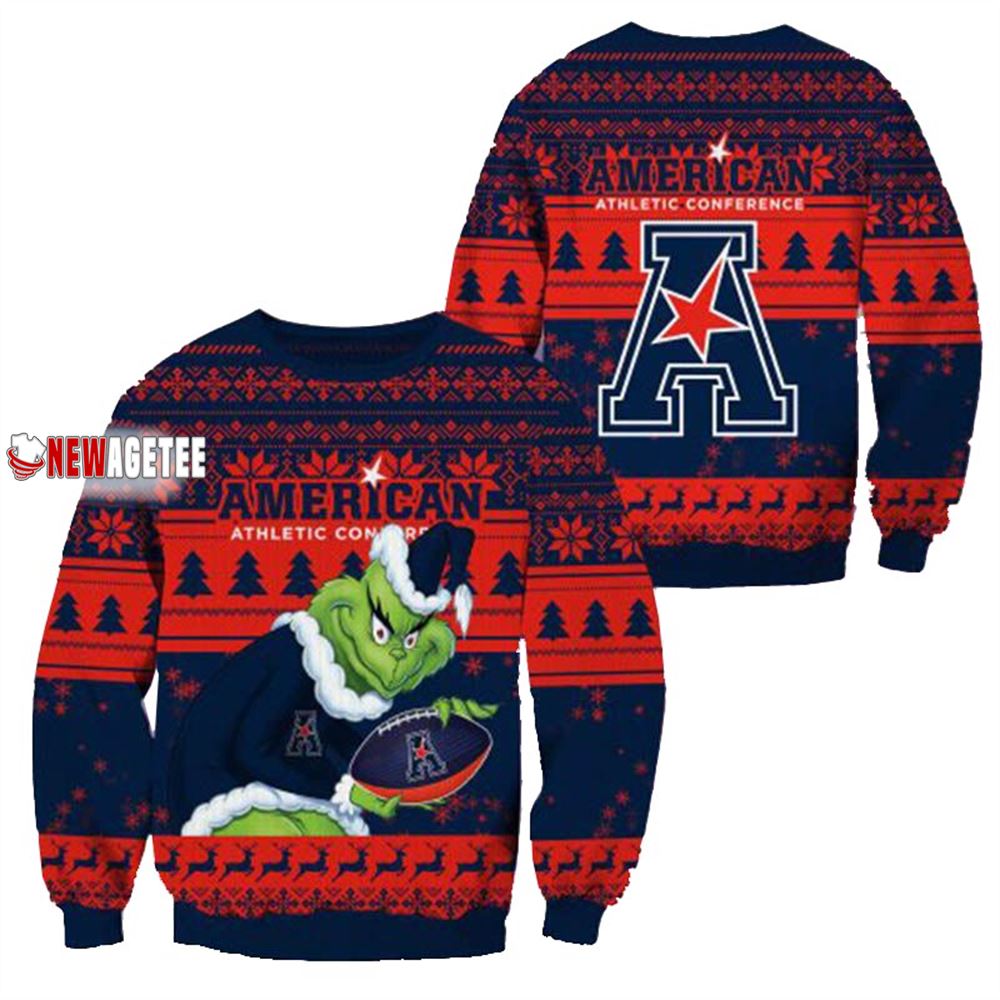 Grinch Stole American Athletic Conference Ncaa Christmas Ugly Sweater