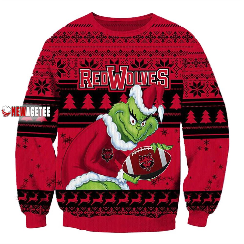 Grinch Stole Arkansas State Red Wolves Ncaa Christmas Ugly Sweater