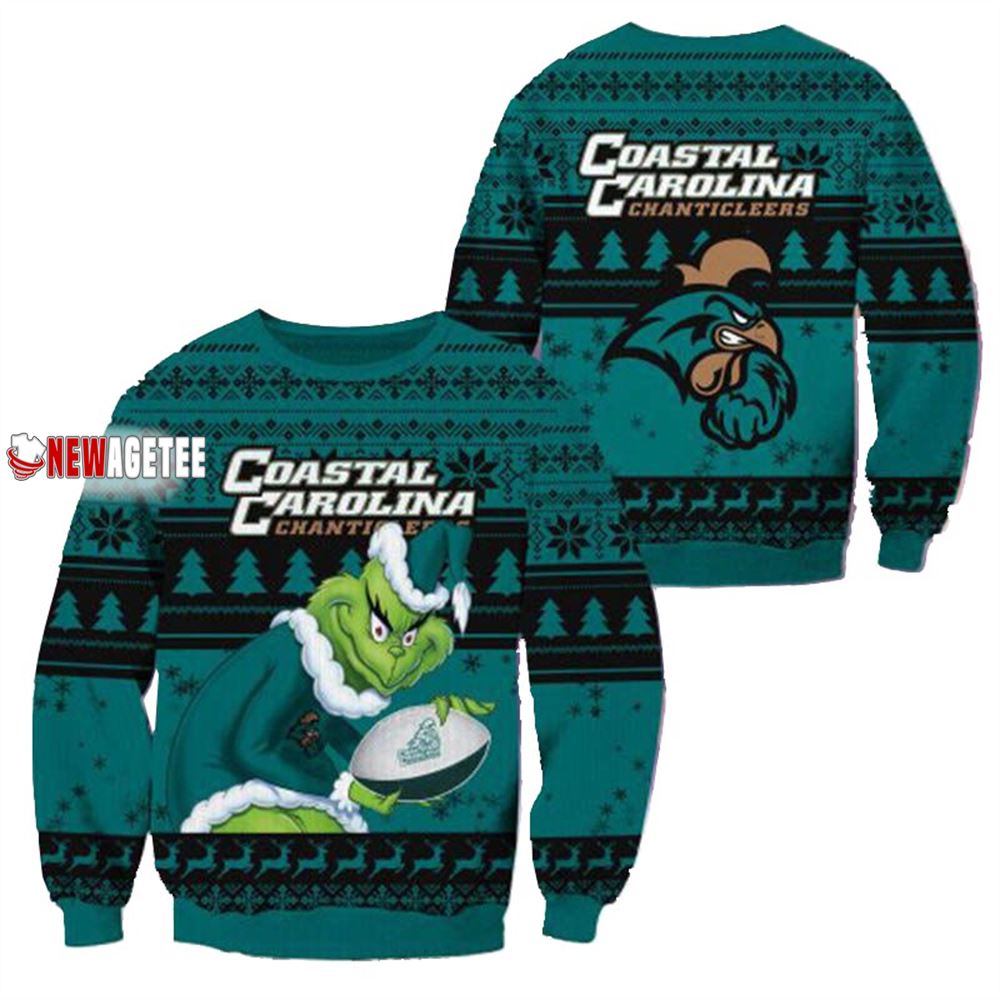 Grinch Stole Coastal Carolina Chanticleers Ncaa Christmas Ugly Sweater