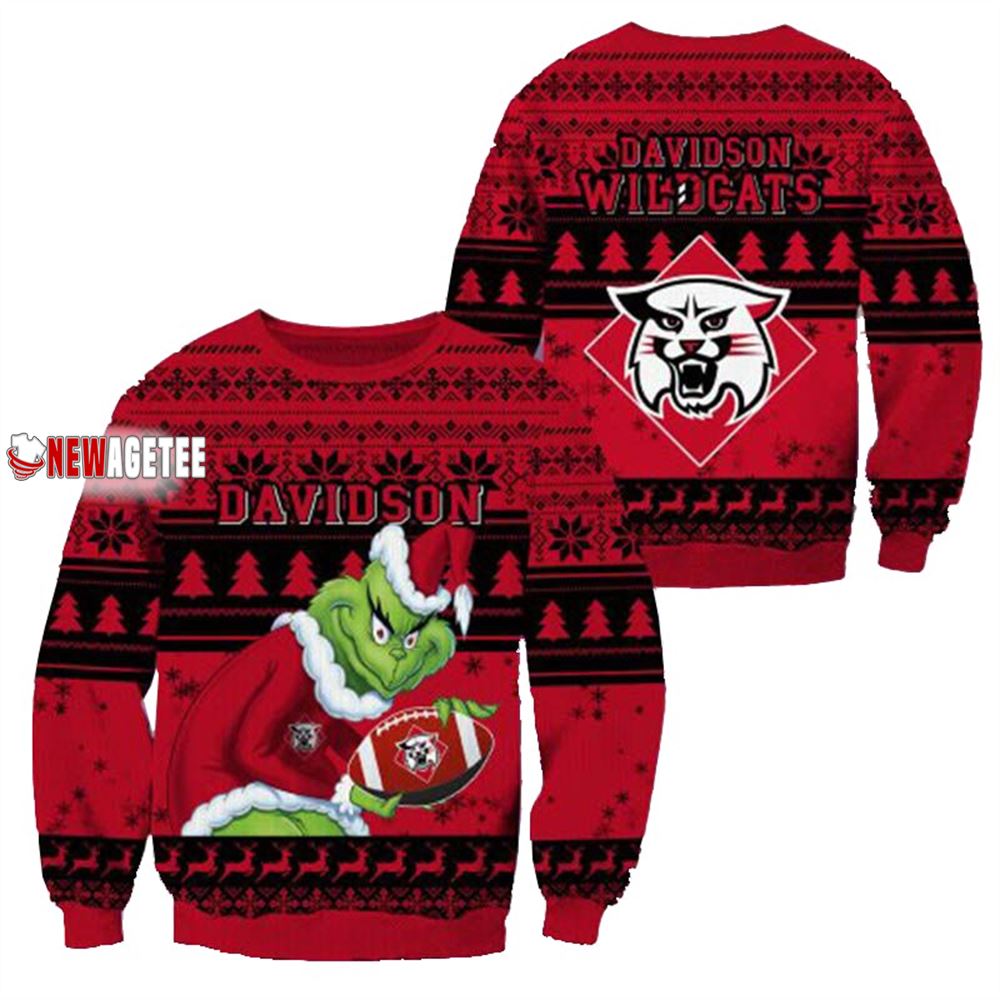 Grinch Stole Davidson Wildcats Ncaa Christmas Ugly Sweater