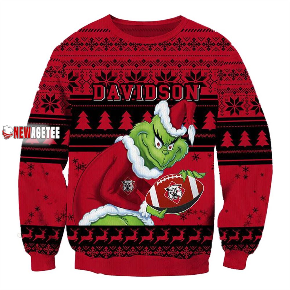 Grinch Stole Davidson Wildcats Ncaa Christmas Ugly Sweater