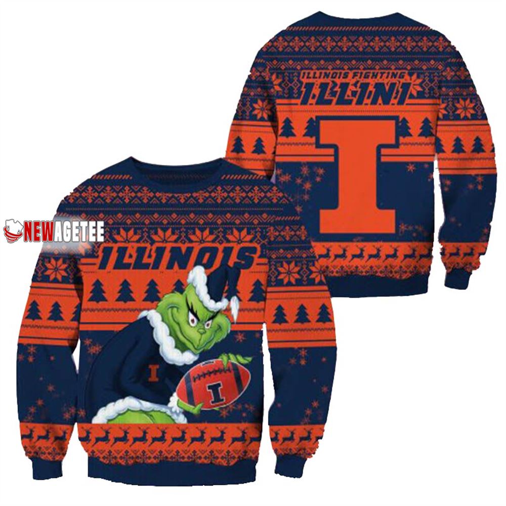 Grinch Stole Illinois Fighting Illini Ncaa Christmas Ugly Sweater